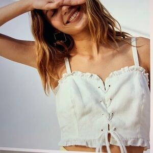 Aritzia Wilfred Sariah Linen Crop Top 8